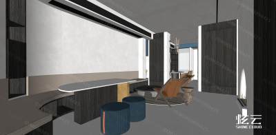 侘寂风客餐厅模型