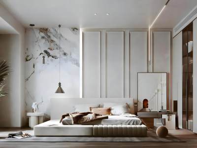 现代白色卧室