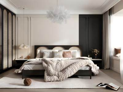 侘寂风黑白卧室