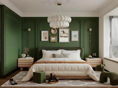 法式复古绿色卧室