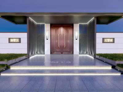 现代别墅大门入口门楼