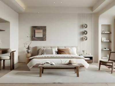 侘寂风白色卧室