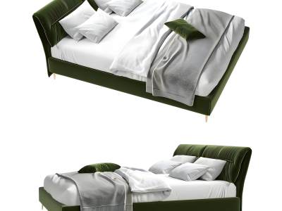 现代布艺双人床