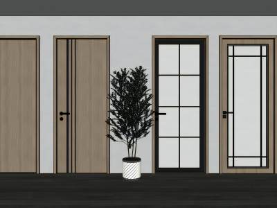 现代木纹单开门