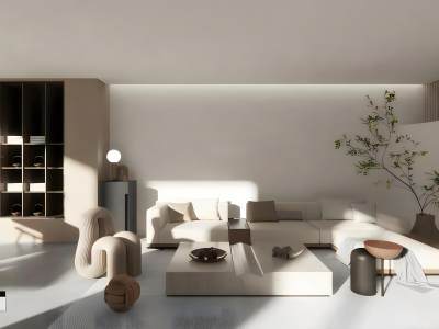 现代大平层客厅模型