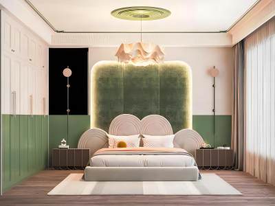法式军绿色卧室