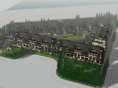 新中式联排别墅鸟瞰