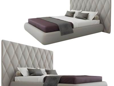 现代皮革双人床