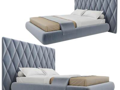 现代皮革双人床