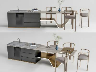 现代中岛吧台餐桌椅