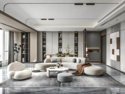 现代大平层客厅模型