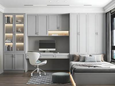 北欧榻榻米灰色卧室