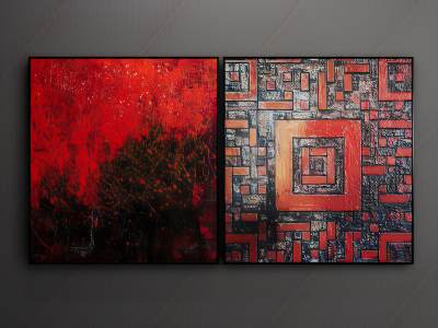 现代深红色装饰画