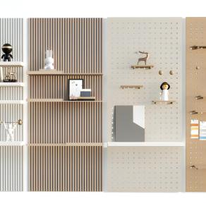 现代洞洞板墙饰置物架