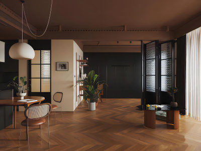 侘寂风客餐厅模型