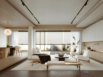 侘寂风客餐厅模型