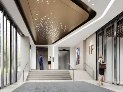 现代商场电梯间