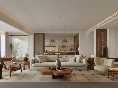 侘寂风客餐厅模型