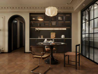 侘寂风客餐厅模型