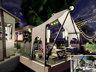 现代客餐厅模型