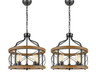 工业风黑色圆形磨砂吊灯