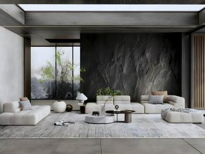 现代别墅客厅模型