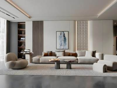 现代简约轻奢客厅模型