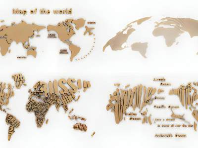 现代世界地图墙饰