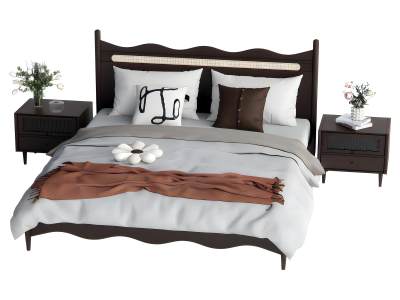 现代中古风双人床