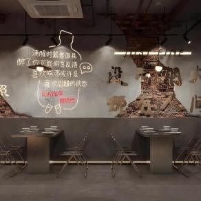 工业风火锅店模型