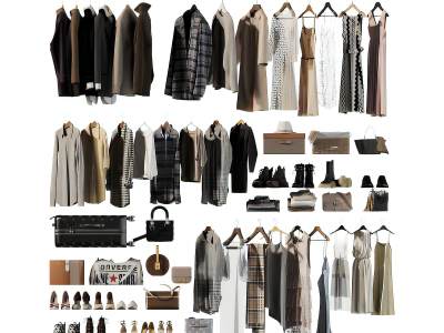 现代衣服箱包组合