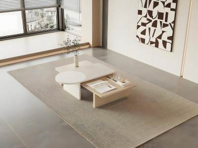 侘寂风木质茶几