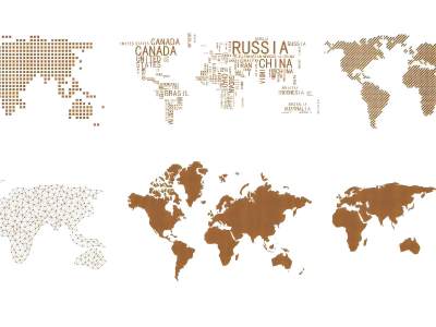 现代世界地图金属墙饰