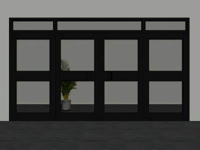 现代黑框玻璃双开门