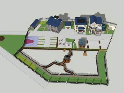 现代别墅区鸟瞰