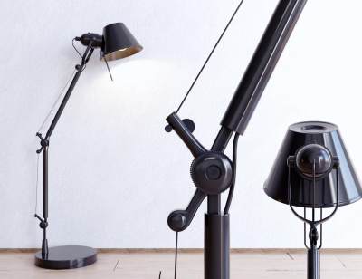 工业黑色烤漆落地灯