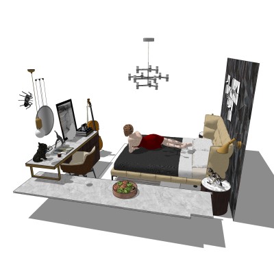 简欧卧室双人床组合