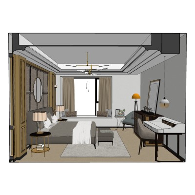 简欧卧室双人床组合