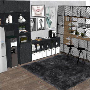 SU精致室内模型，门厅企业形象墙水吧桌椅组合