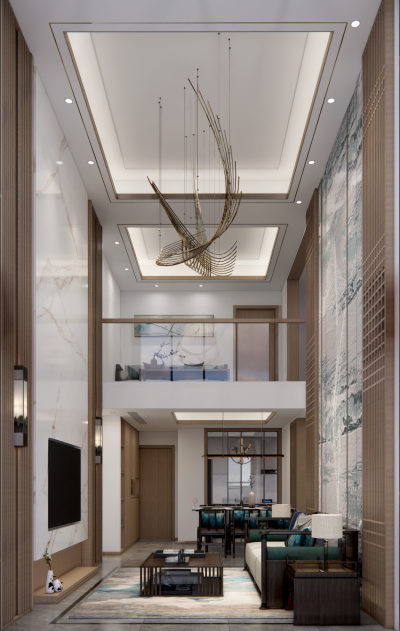 新中式复式客餐厅