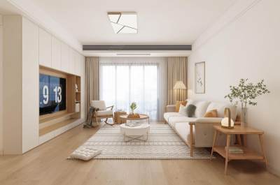 现代原木风家居客厅