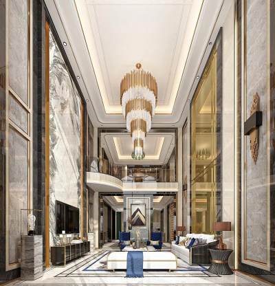 简欧复式别墅客厅