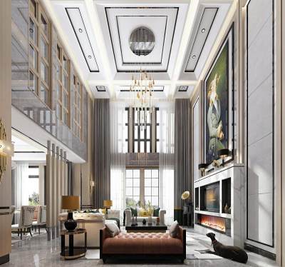简欧复式别墅客厅