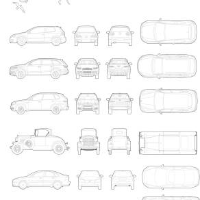 【免扣素材】交通配景线稿风素材PSD