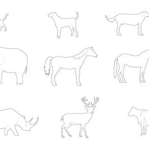 【免扣素材】兽类线稿风素材PSD