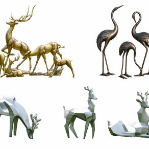 【免扣素材】动物景观小品PSD素材