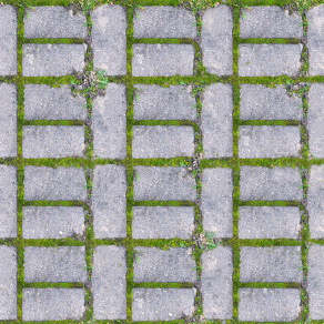 毛面自然石间隙植草