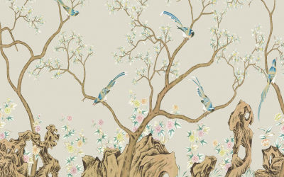 新中式壁画仙鹤荷花花鸟