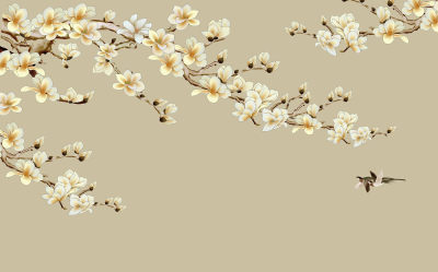 新中式壁画仙鹤荷花花鸟