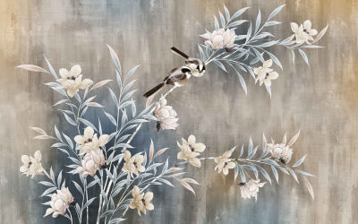 新中式壁画仙鹤荷花花鸟